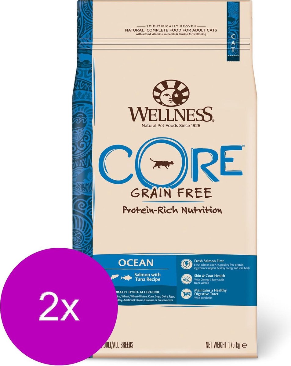  Wellness Core Grain Free Cat Ocean Zalm&amp;Tonijn - Kattenvoer - 2 X 1.75 Kg