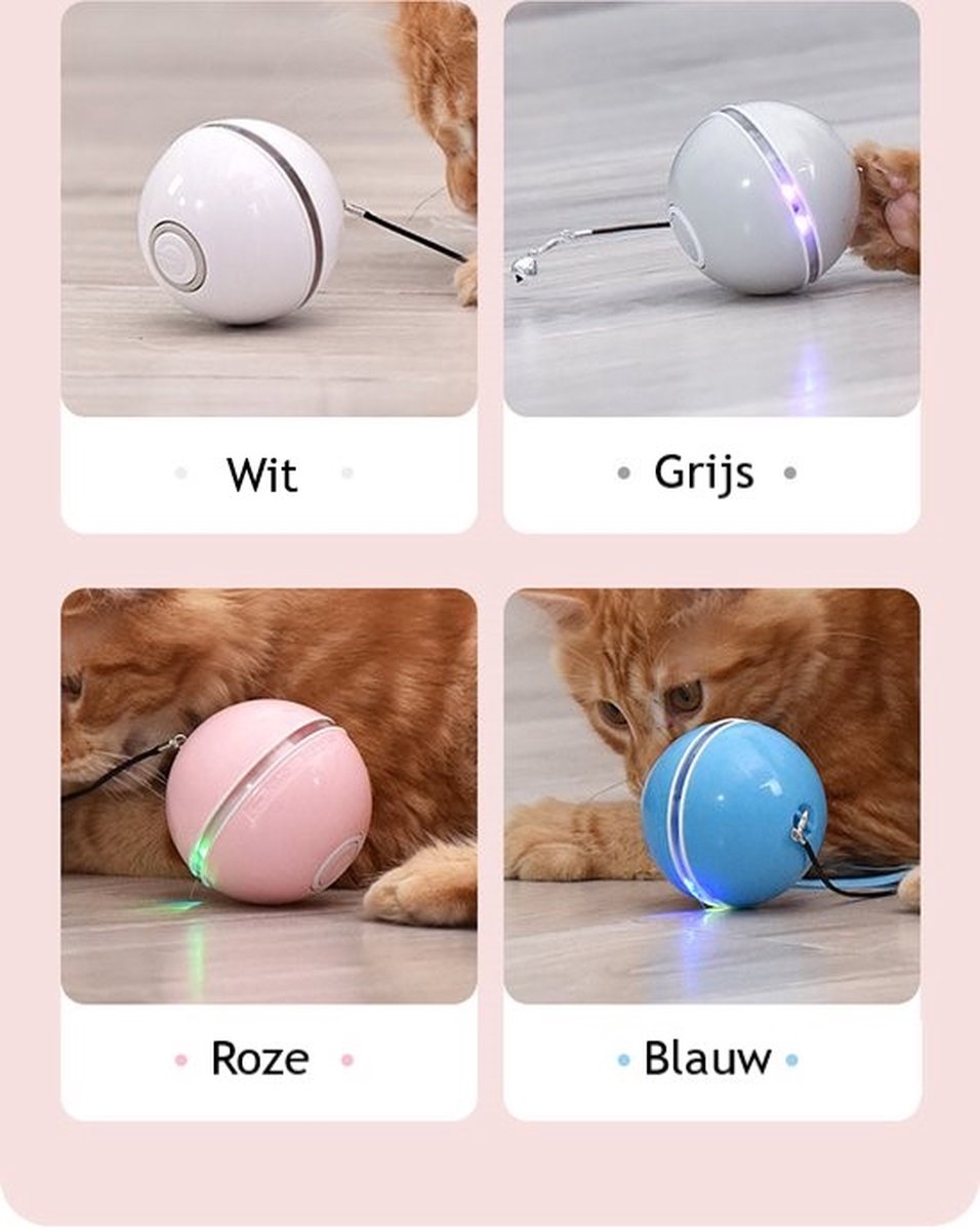  Otiume Elektrische Speelbal - Slimme Interactieve Zelfrollende Bal - Speelgoed Voor Katten - Kattenspeelgoed - Blauw