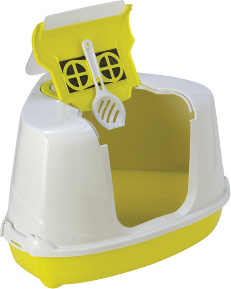  Moderna, Kattentoilet Flip Corner. Hoek Toilet. Afm: L 56,3 X B 44,4 X H 36,4 Cm. Kattenbak Voor In Een Hoek.