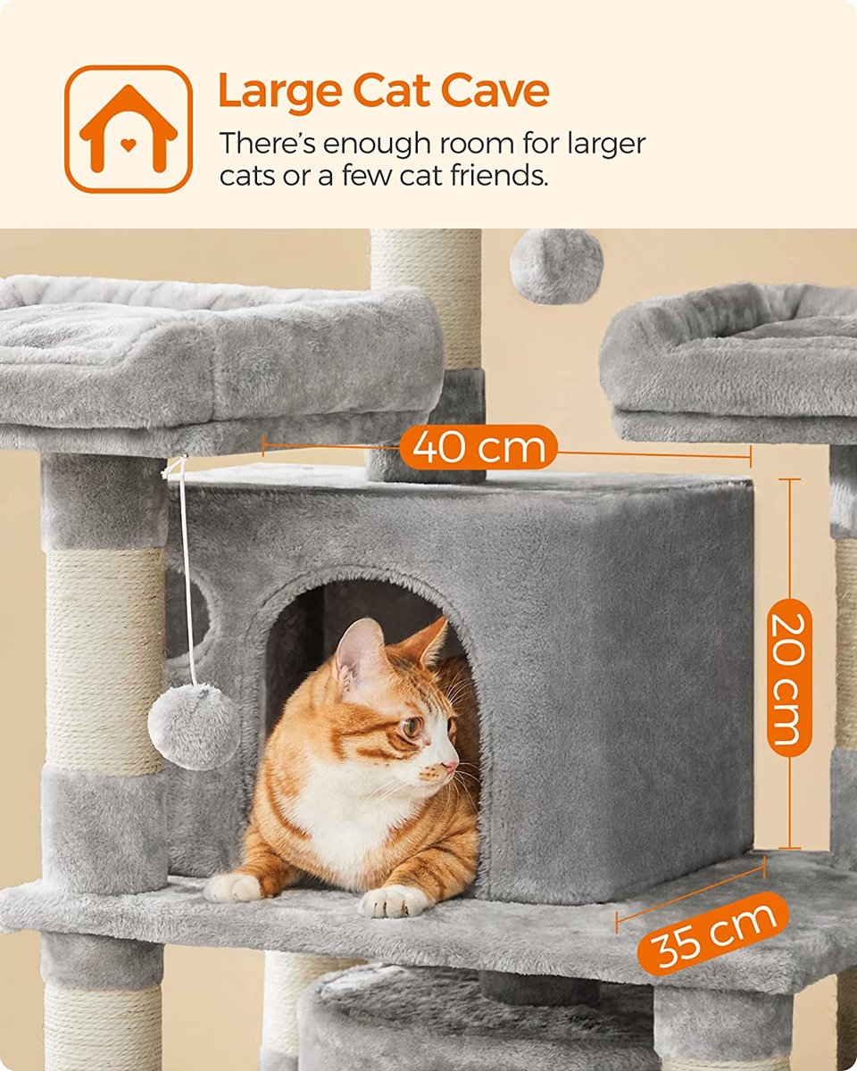  Nancy's XXL Krabpaal Voor Katten - Kattenboom - Grijs - 60 X 55 X 172 Cm