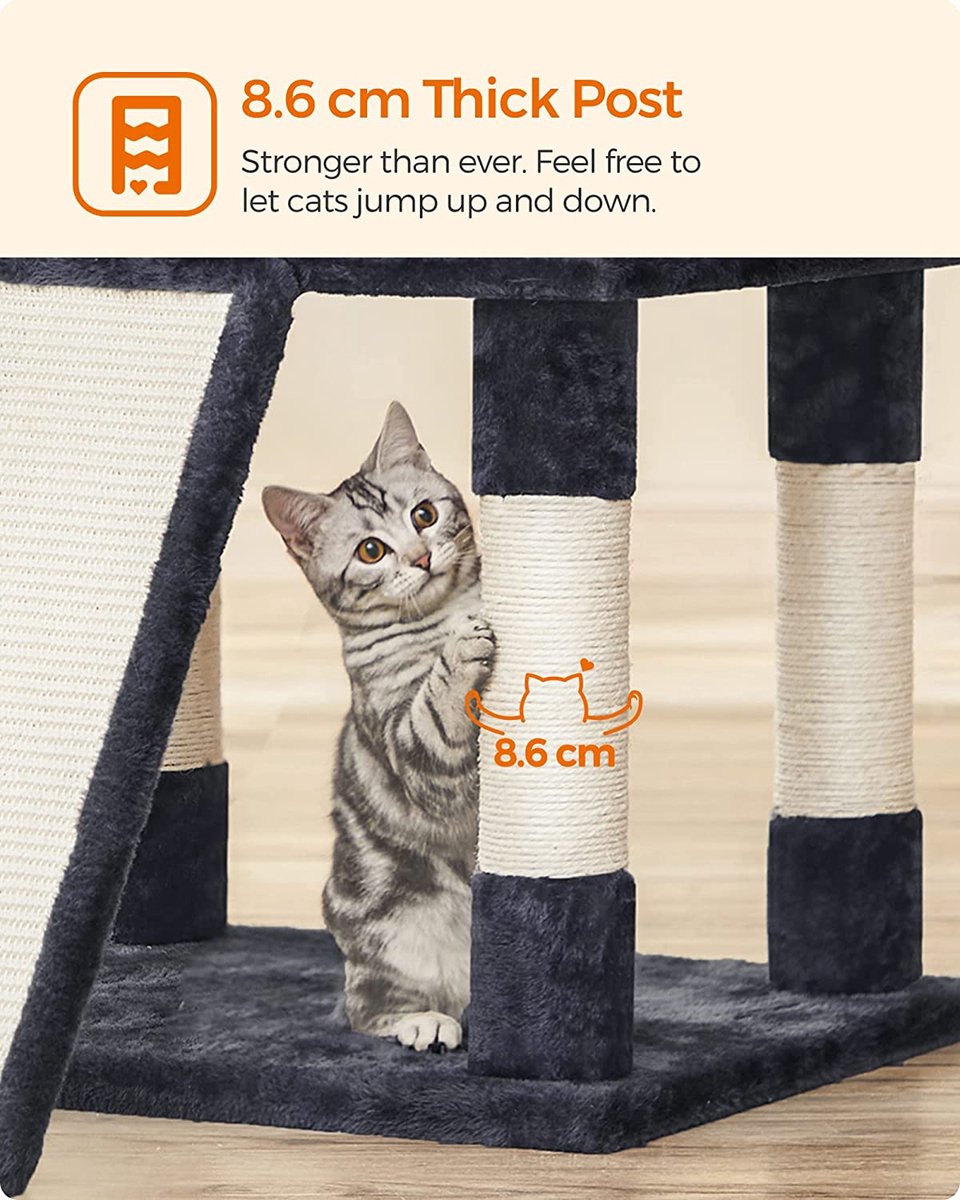  Soph &amp; Tess Krabpaal Voor Katten - Kattenboom -Donker Grijs - 60 X 55 X 172 Cm
