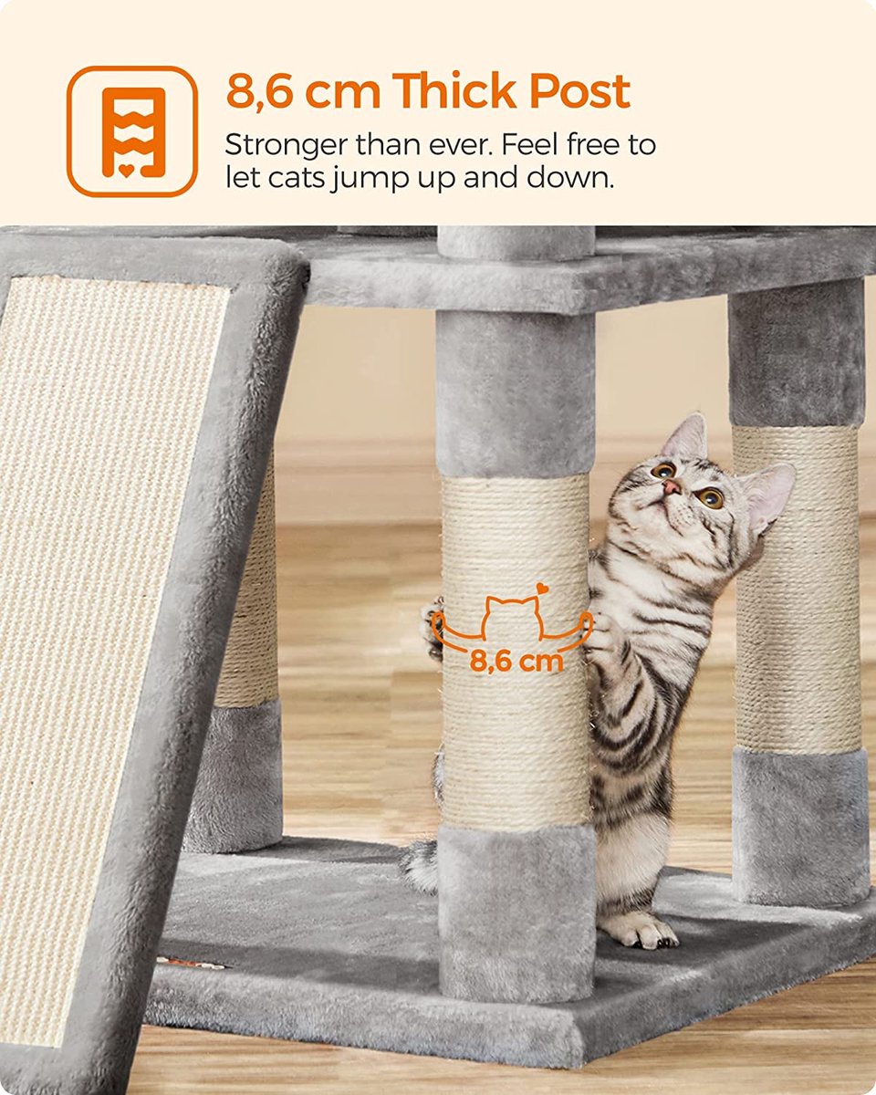  Nancy's XXL Krabpaal Voor Katten - Kattenboom - Grijs - 60 X 55 X 172 Cm