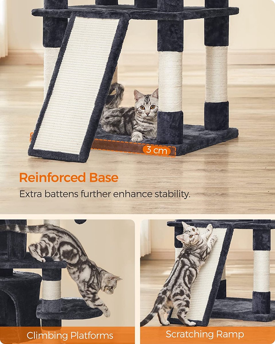 Soph &amp; Tess Krabpaal Voor Katten - Kattenboom -Donker Grijs - 60 X 55 X 172 Cm