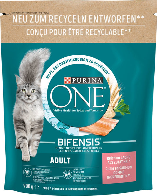  PURINA ONE Katten Droogvoer Met Zalm En Volle Granen, Adult, 900 G