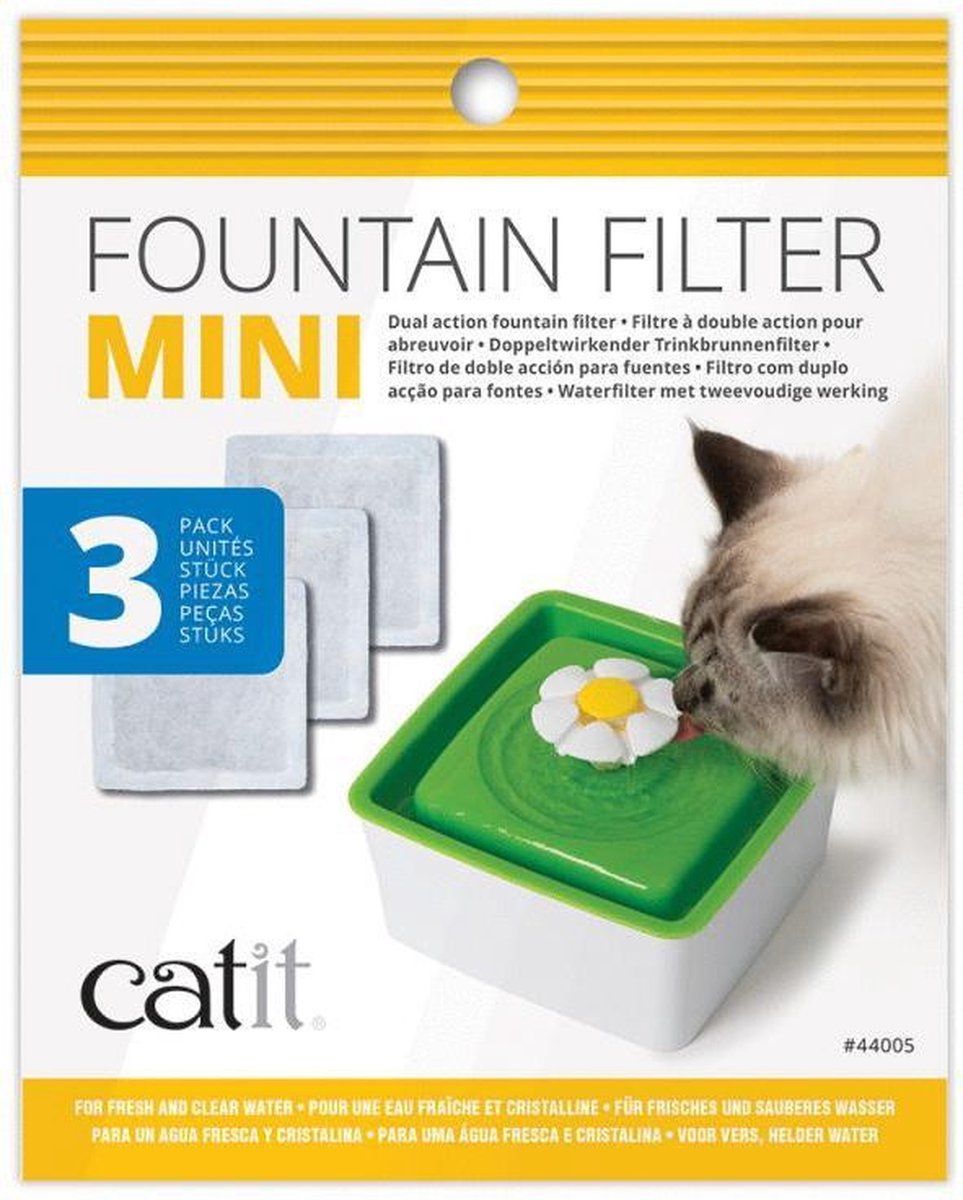  Catit Filters Drinkfontein Mini - Kanttendrinkbak - 15x12x2.5 Cm Wit 3 Stuks