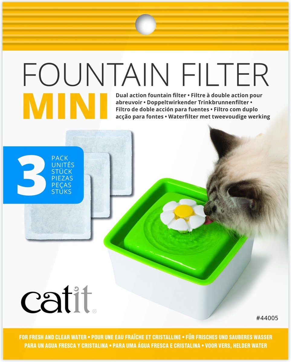  Catit Filters Drinkfontein Mini - Kanttendrinkbak - 15x12x2.5 Cm Wit 3 Stuks