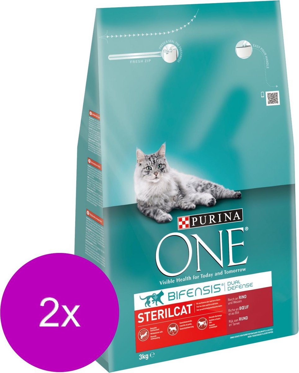  Purina One Sterilcat - Kattenvoer - 2 X Rund Granen 3 Kg