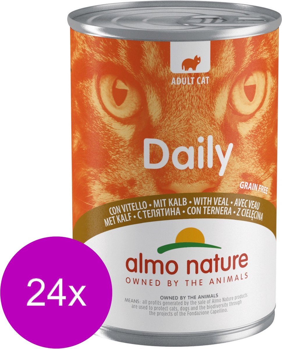  Almo Nature Blik Adult Cat Daily Menu 400 G - Kattenvoer - 24 X Kalf