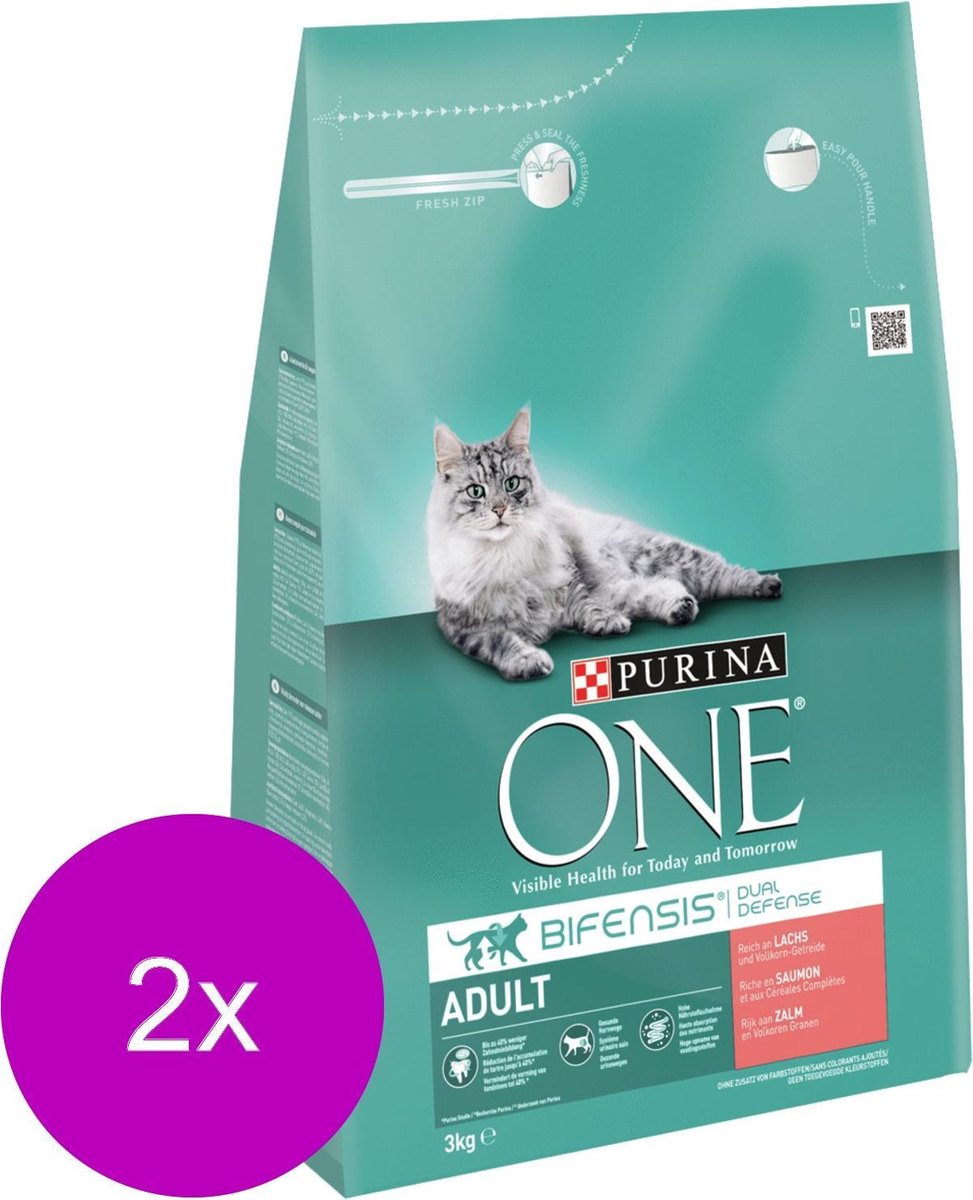  Purina One Adult Zalm&amp;Granen - Kattenvoer - 2 X 3 Kg