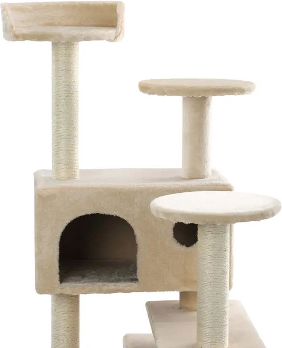  Krabpaal XXL Voor Kat -132 Cm -Beige - Kattenboom Voor Katten - Kattenhuis Van Sisal - XXL Klimpaal Voor Meerdere Katten