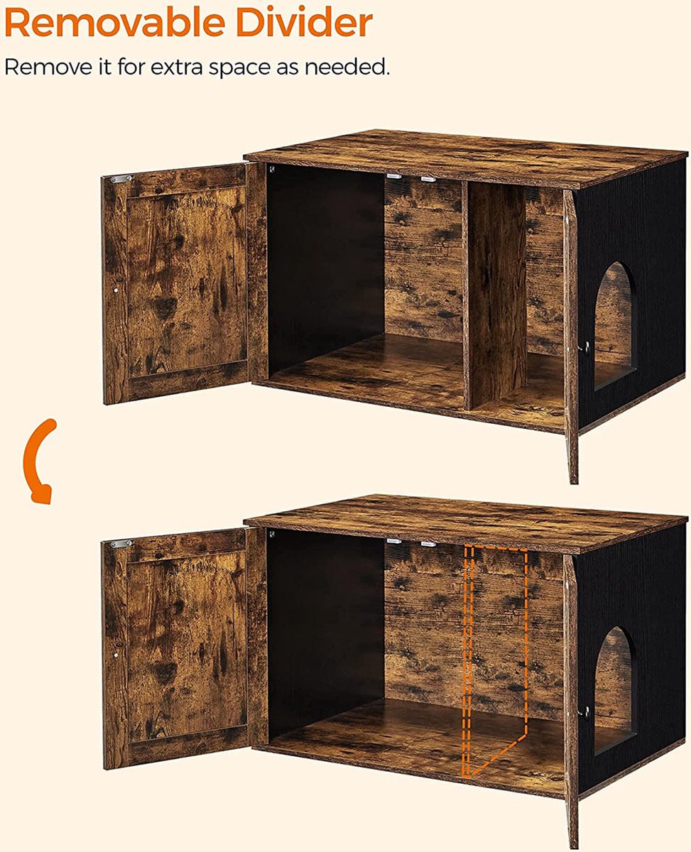  Hoppa! Kattenbak, Kattenhuis, Met Deuren, Vintage Bruin-zwart