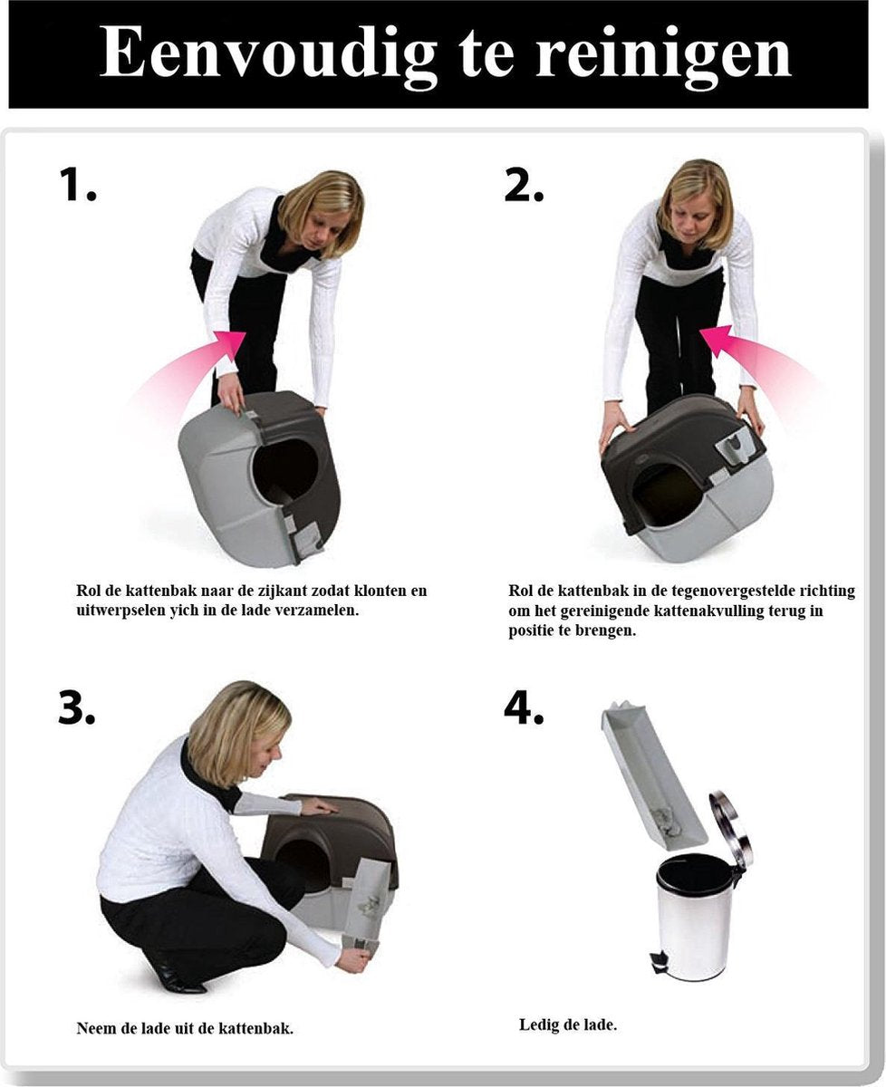  Omega Paw Zelfreinigende Kattenbak L - Zwart