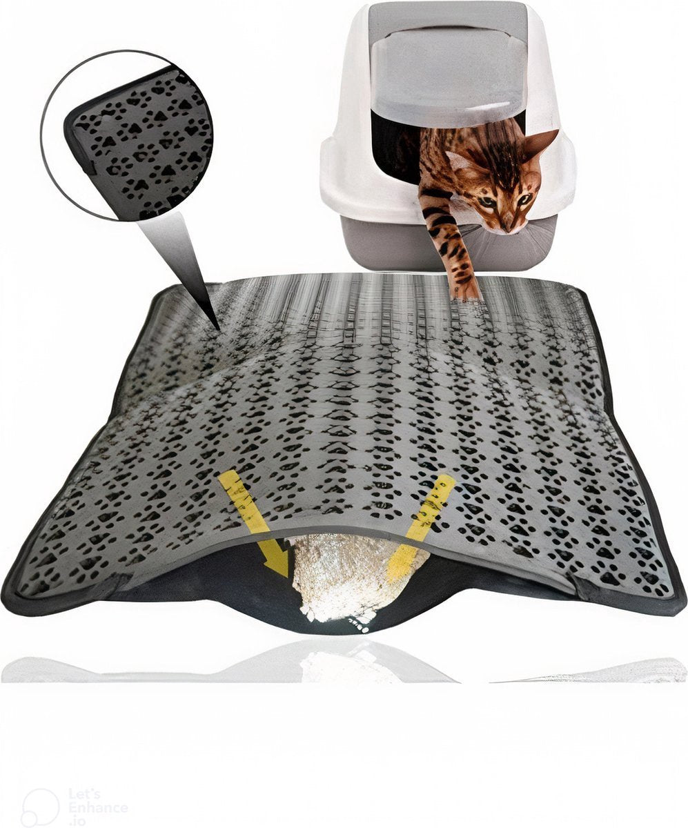  Lavida Home - Kattenbakmat - Grit Opvanger - 45 X 60 Cm - Dubbele Laag &amp; Waterdicht - Katten Mat - Katten Mat Met Opvangruimte Voor Grit - Katten Mat - Kat Benodigdheden - Kitten - Gritmat Voor Poes - Grijs