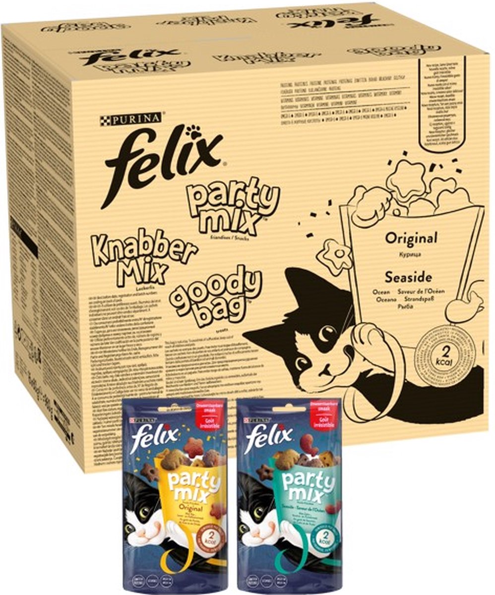  Felix Cat Snacks Party Mix - Kattensnacks Original En Seaside - 16 X 60g