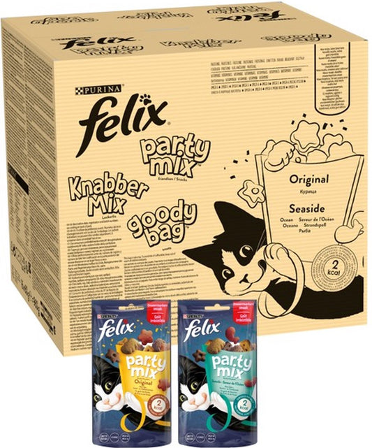 Felix Cat Snacks Party Mix - Kattensnacks Original En Seaside - 16 X 60g