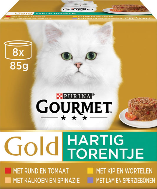  Gourmet Gold Hartig Torentje - Kattenvoer Natvoer - Vlees Met Groente Mix - 48 X 85 G